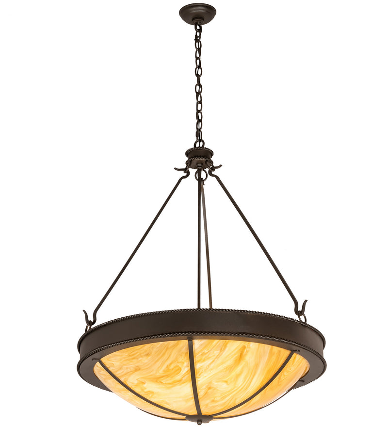 Meyda Tiffany 205079 Four Light Pendant, Wrought Iron