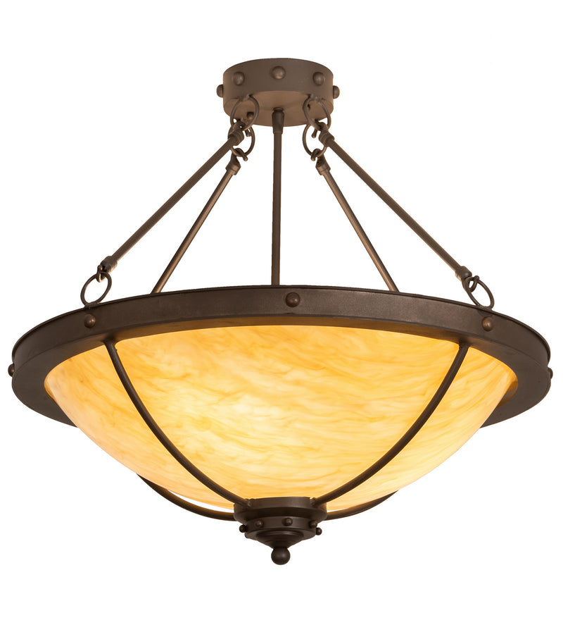 Meyda Tiffany 205083 Three Light Semi-Flushmount, Wrought Iron