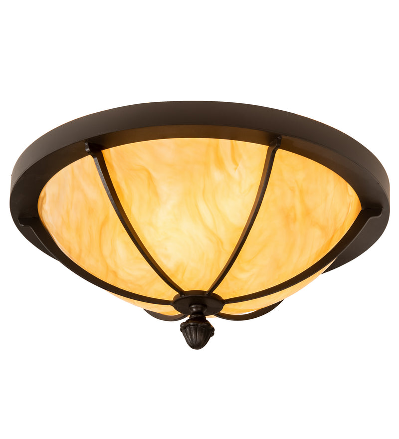 Meyda Tiffany 205084 Three Light Flushmount, Wrought Iron