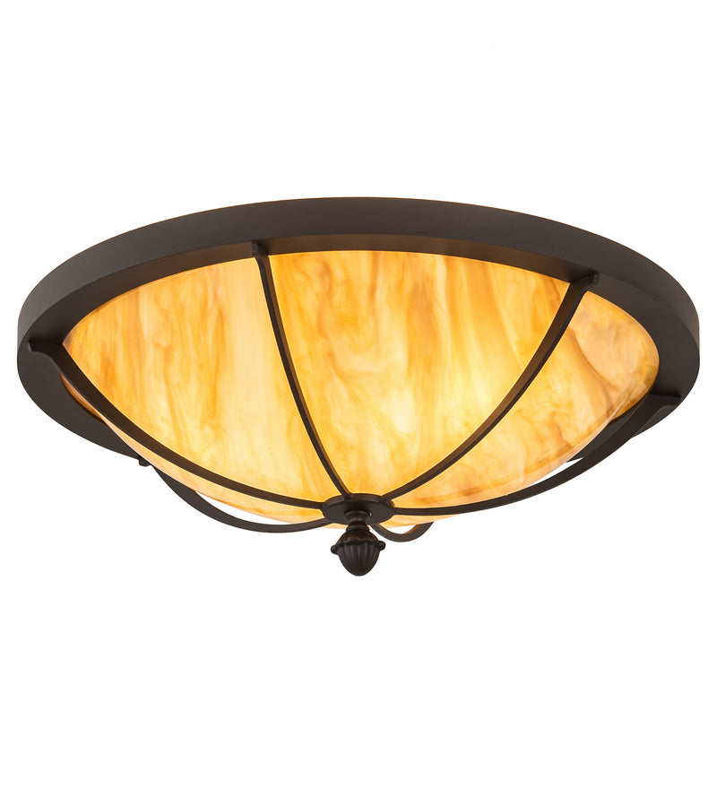 Meyda Tiffany 205085 Three Light Flushmount, Wrought Iron
