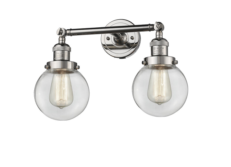 Innovations 208-PN-G202-6 Two Light Bath Vanity, Polished Nickel