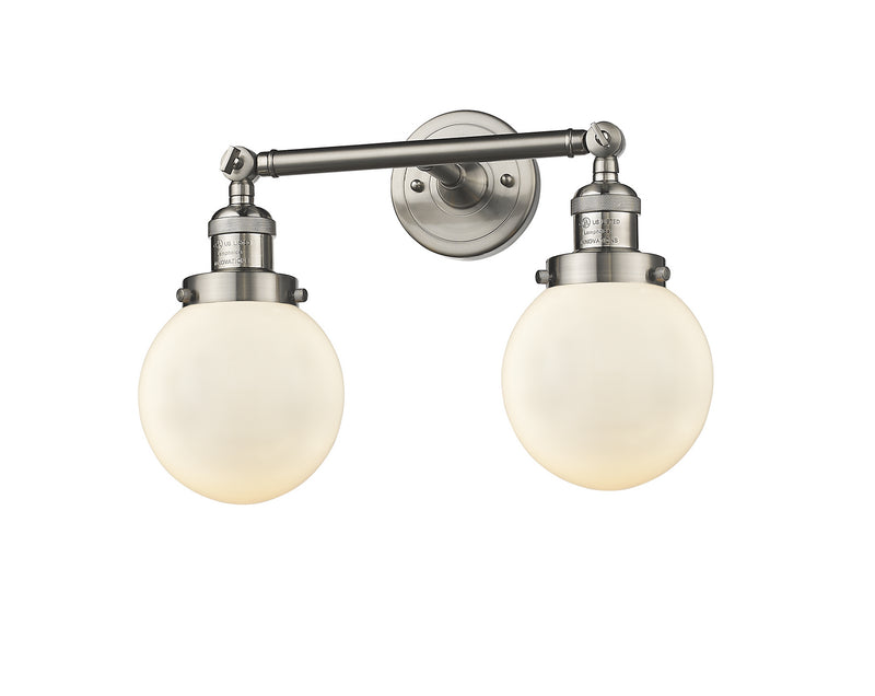 Innovations 208-SN-G201-6 Two Light Bath Vanity, Brushed Satin Nickel