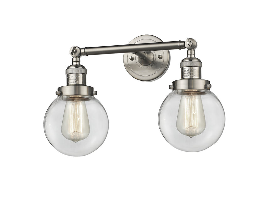 Innovations 208-SN-G202-6 Two Light Bath Vanity, Brushed Satin Nickel