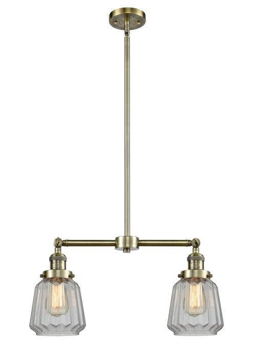 Innovations 209-AB-G142 Two Light Island Pendant, Antique Brass