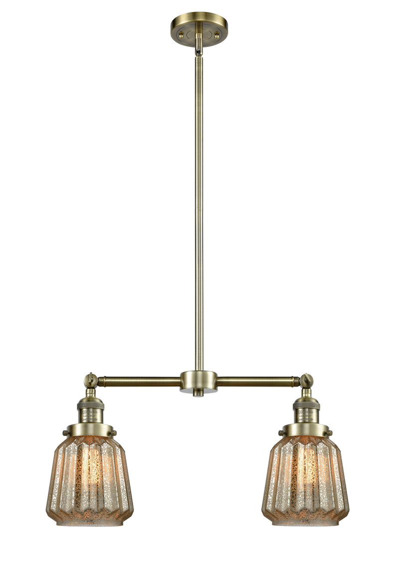 Innovations 209-AB-G146 Two Light Island Pendant, Antique Brass