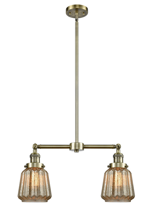 Innovations 209-AB-G146 Two Light Island Pendant, Antique Brass