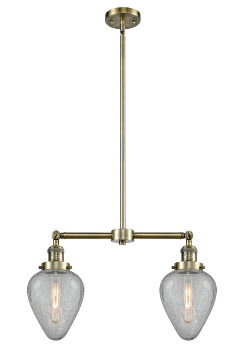Innovations 209-AB-G165 Two Light Island Pendant, Antique Brass