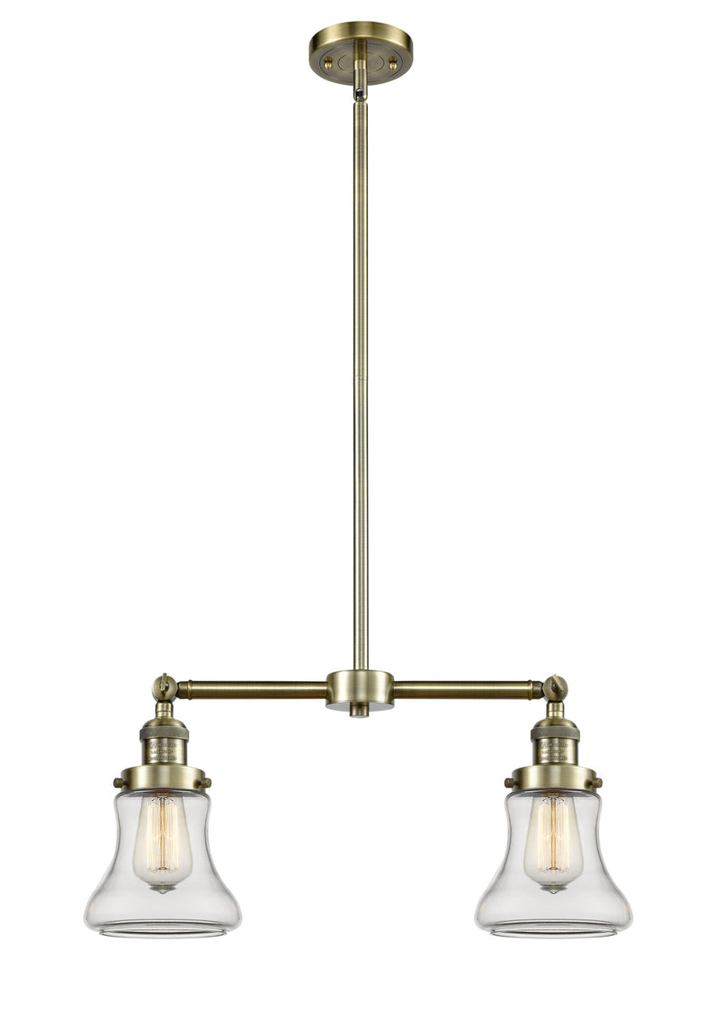 Innovations 209-AB-G192 Two Light Island Pendant, Antique Brass