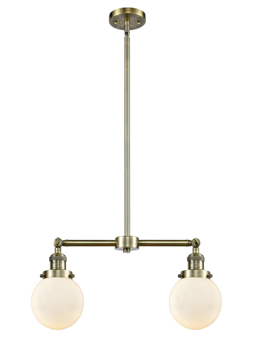 Innovations 209-AB-G201-6 Two Light Island Pendant, Antique Brass