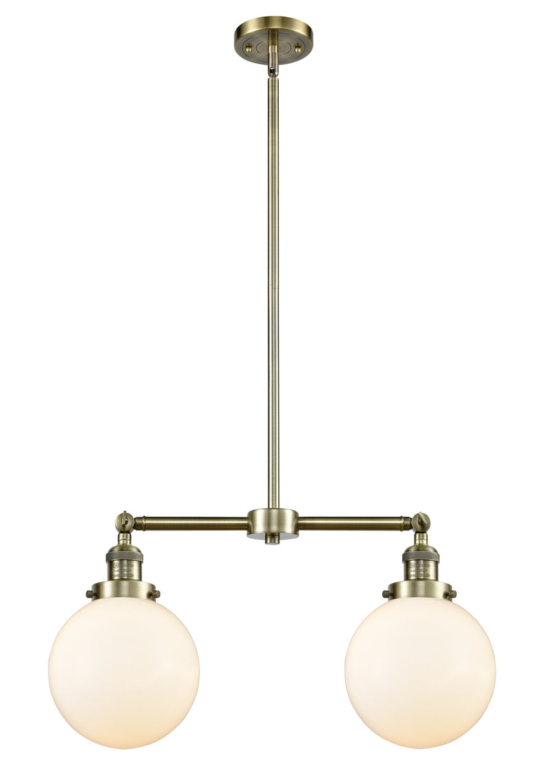 Innovations 209-AB-G201-8 Two Light Island Pendant, Antique Brass