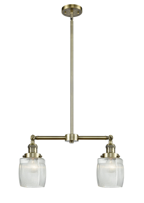 Innovations 209-AB-G302 Two Light Island Pendant, Antique Brass