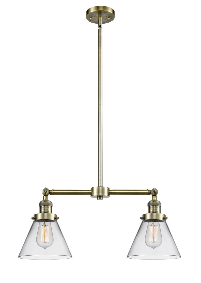 Innovations 209-AB-G42 Two Light Island Pendant, Antique Brass