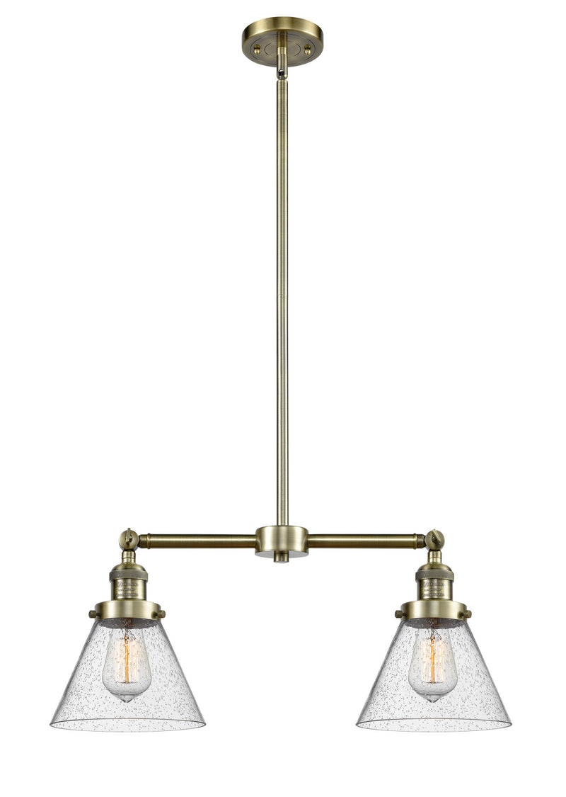 Innovations 209-AB-G44 Two Light Island Pendant, Antique Brass