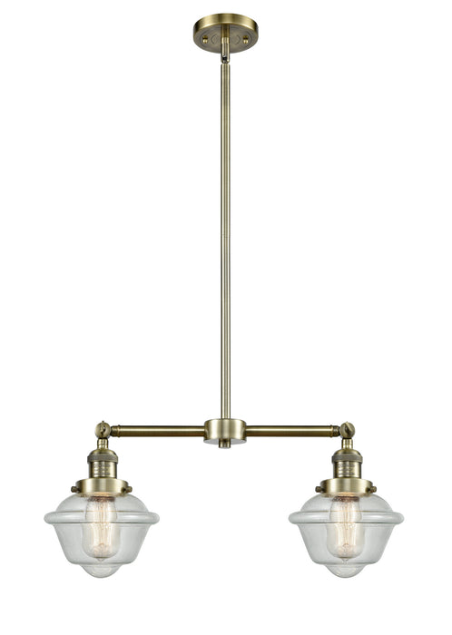 Innovations 209-AB-G534 Two Light Island Pendant, Antique Brass