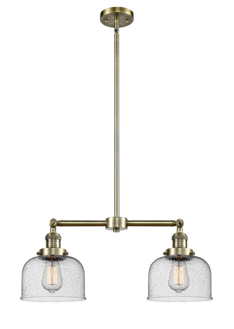 Innovations 209-AB-G74 Two Light Island Pendant, Antique Brass