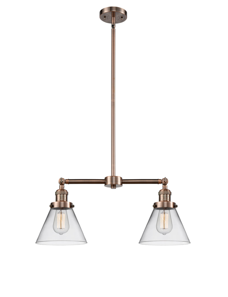 Innovations 209-AC-G42 Two Light Island Pendant, Antique Copper