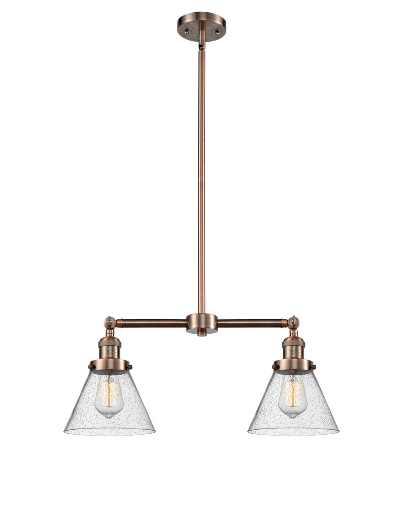 Innovations 209-AC-G44 Two Light Island Pendant, Antique Copper