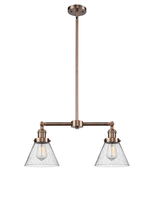 Innovations 209-AC-G44 Two Light Island Pendant, Antique Copper