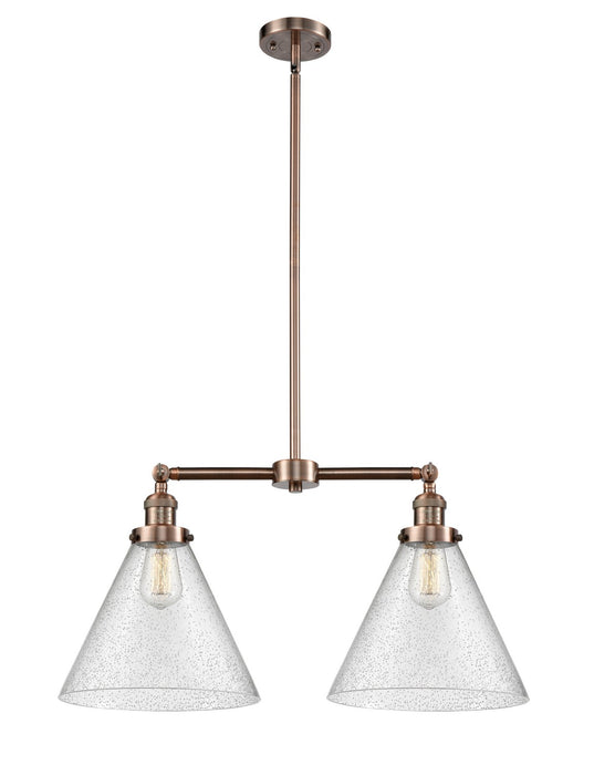 Innovations 209-AC-G44-L Two Light Island Pendant, Antique Copper