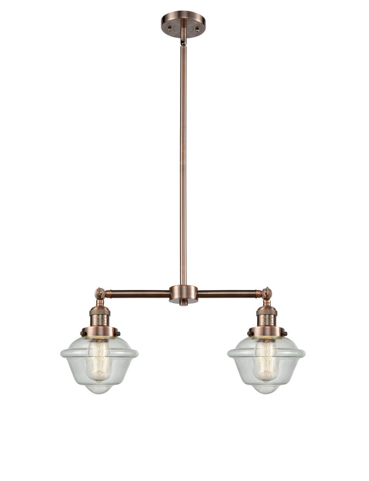 Innovations 209-AC-G534 Two Light Island Pendant, Antique Copper