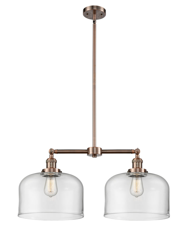Innovations 209-AC-G72-L Two Light Island Pendant, Antique Copper