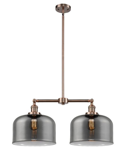 Innovations 209-AC-G73-L Two Light Island Pendant, Antique Copper
