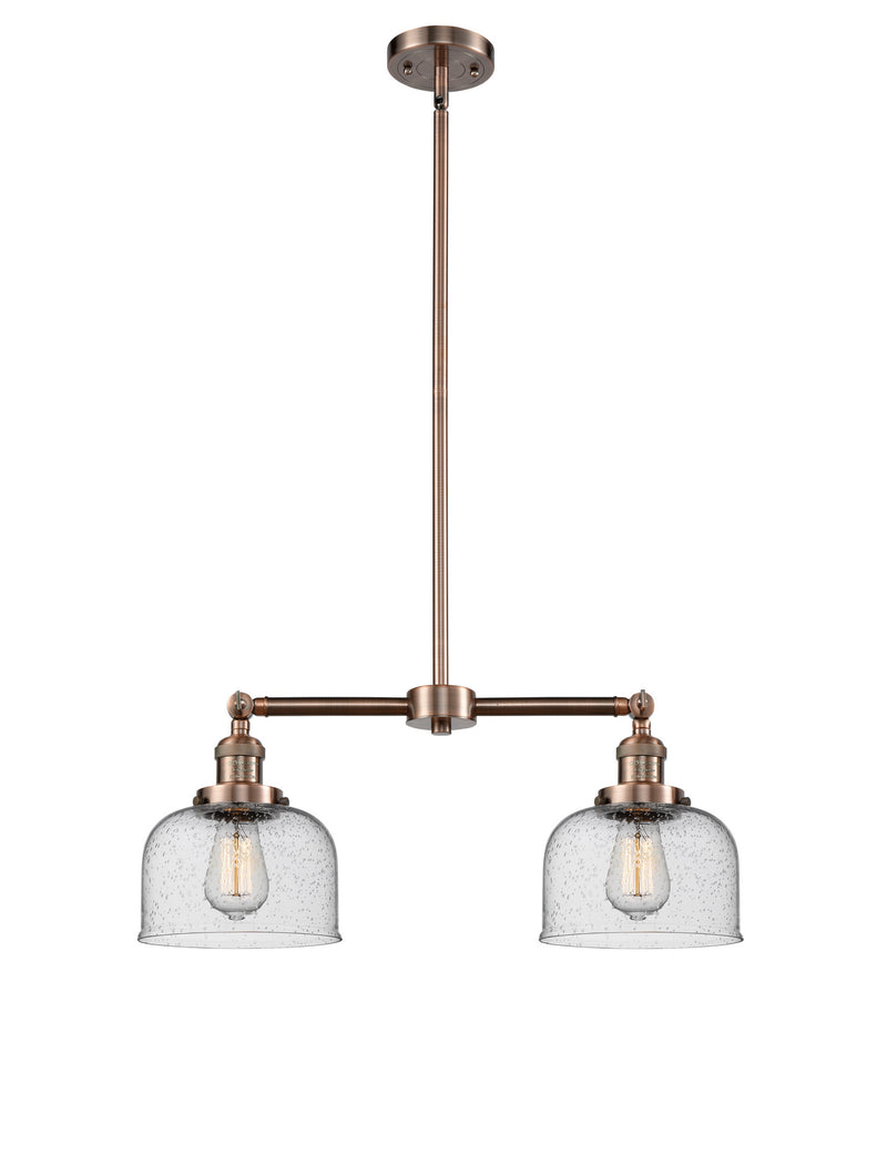 Innovations 209-AC-G74 Two Light Island Pendant, Antique Copper