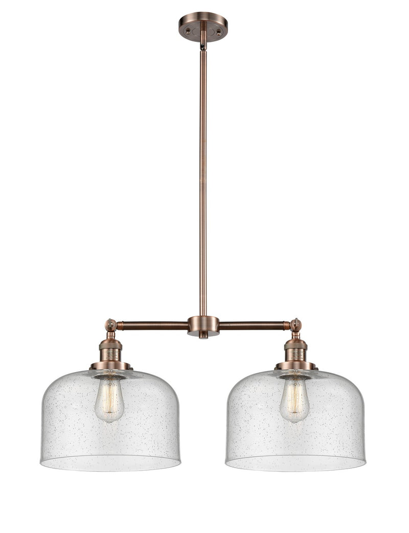 Innovations 209-AC-G74-L Two Light Island Pendant, Antique Copper