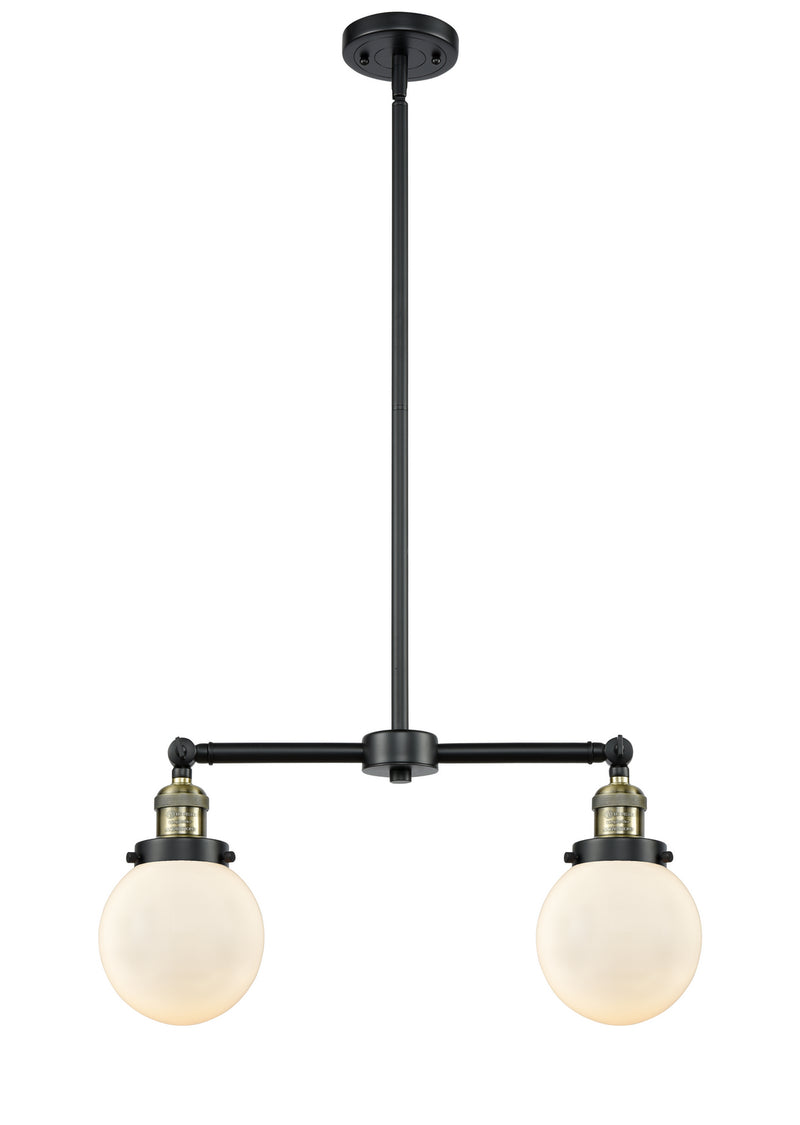 Innovations 209-BAB-G201-6 Two Light Island Pendant, Black Antique Brass