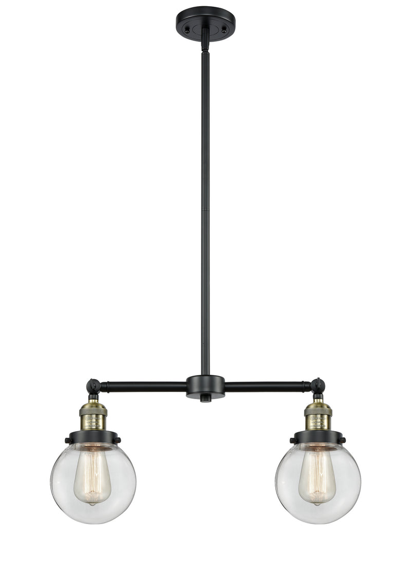 Innovations 209-BAB-G202-6 Two Light Island Pendant, Black Antique Brass