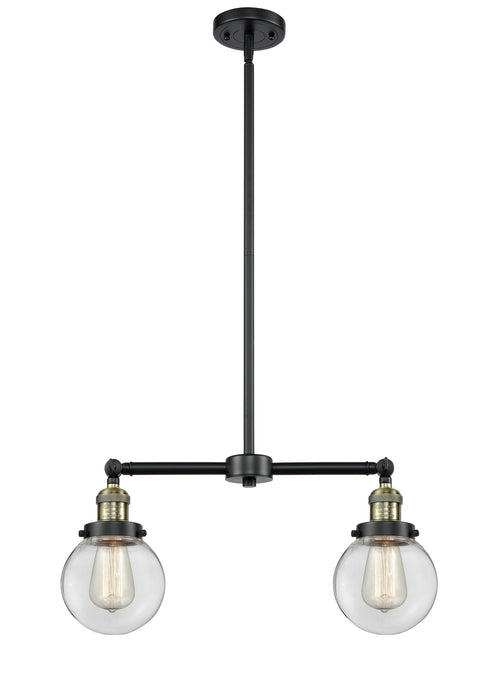Innovations 209-BAB-G202-6 Two Light Island Pendant, Black Antique Brass
