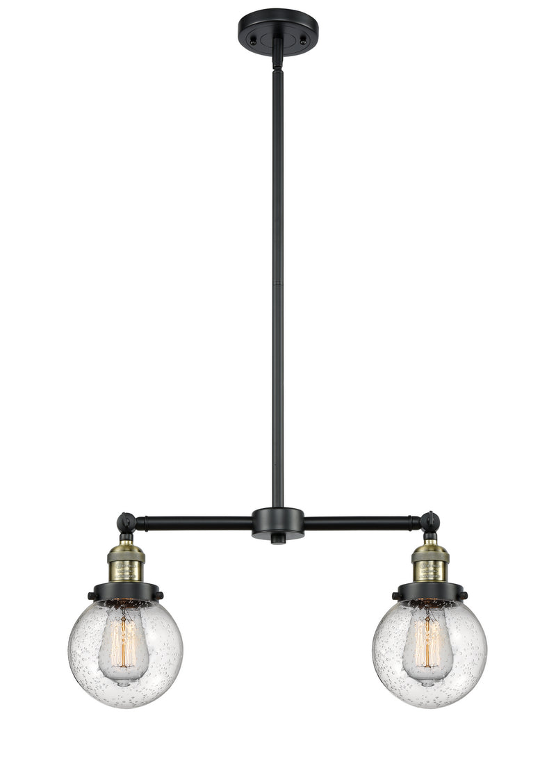 Innovations 209-BAB-G204-6 Two Light Island Pendant, Black Antique Brass