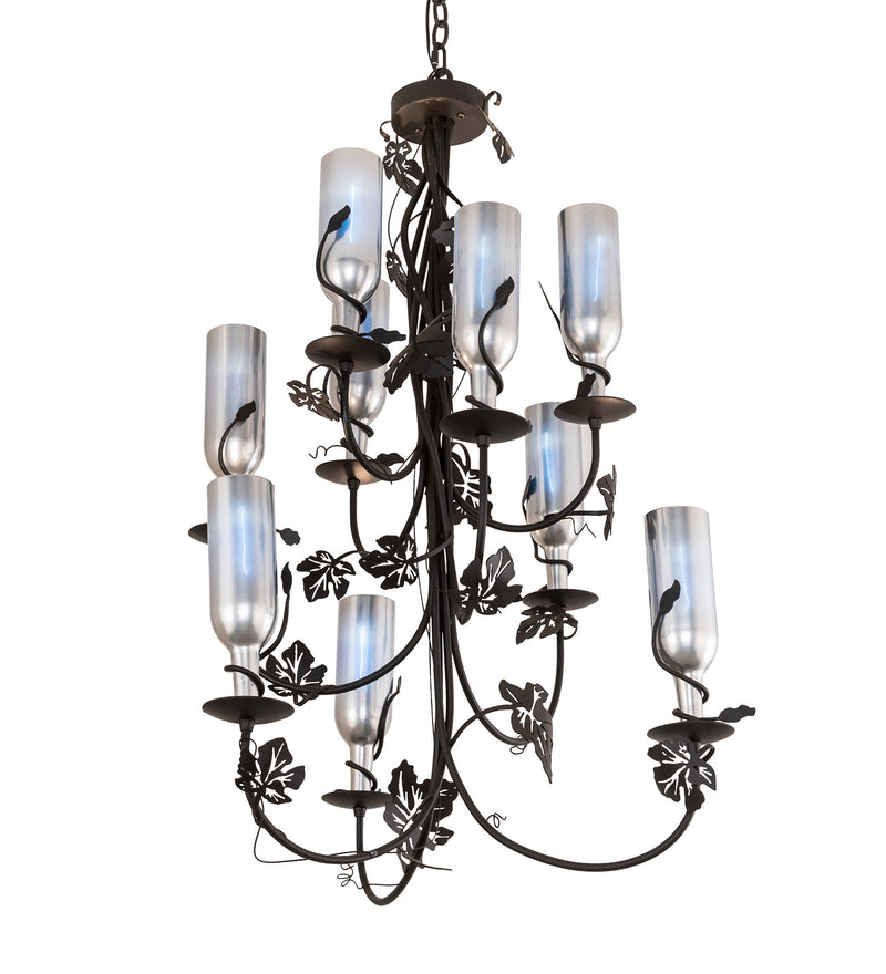 Meyda Tiffany 212975 Nine Light Chandelier, Black Metal,Chrome