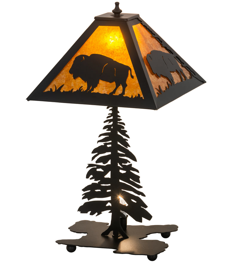 Meyda Tiffany 214532 Two Light Table Lamp, Black Metal