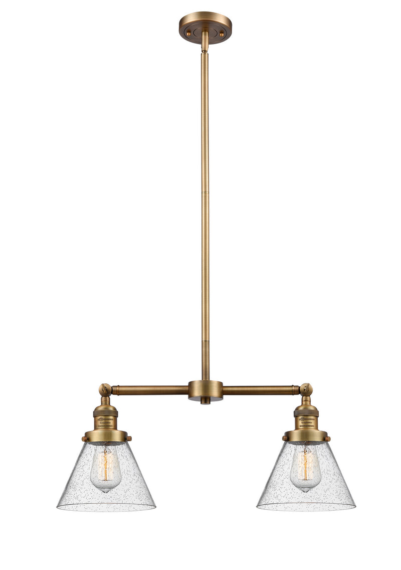Innovations 209-BB-G44 Two Light Island Pendant, Brushed Brass