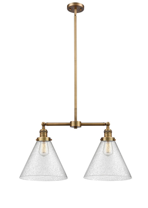 Innovations 209-BB-G44-L Two Light Island Pendant, Brushed Brass