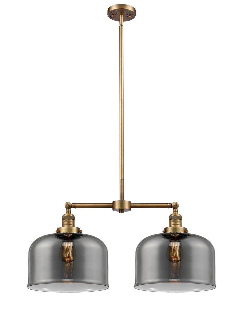 Innovations 209-BB-G73-L Two Light Island Pendant, Brushed Brass