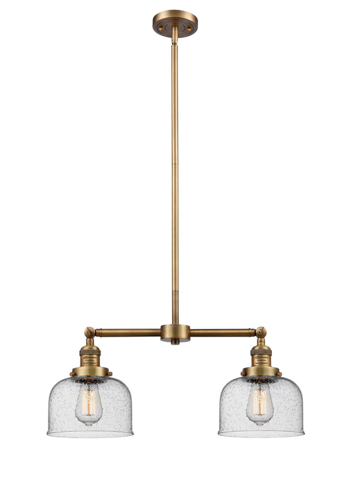 Innovations 209-BB-G74 Two Light Island Pendant, Brushed Brass