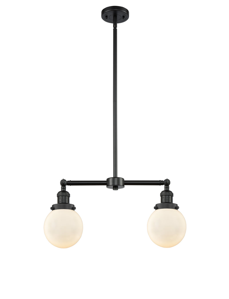 Innovations 209-BK-G201-6 Two Light Island Pendant, Matte Black