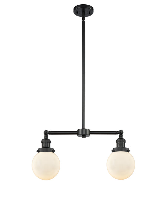 Innovations 209-BK-G201-6 Two Light Island Pendant, Matte Black