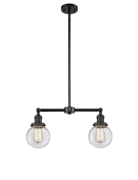 Innovations 209-BK-G202-6 Two Light Island Pendant, Matte Black