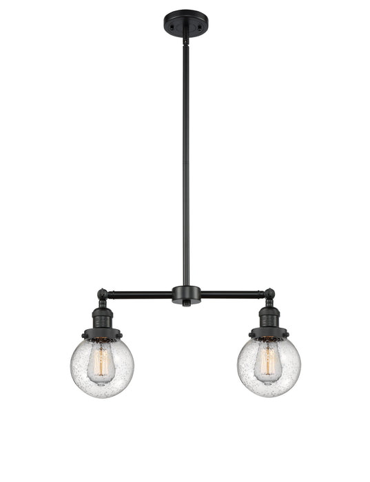 Innovations 209-BK-G204-6 Two Light Island Pendant, Matte Black