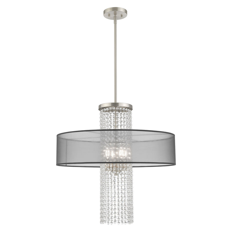 Livex Lighting 43205-91 Four Light Pendant, Brushed Nickel