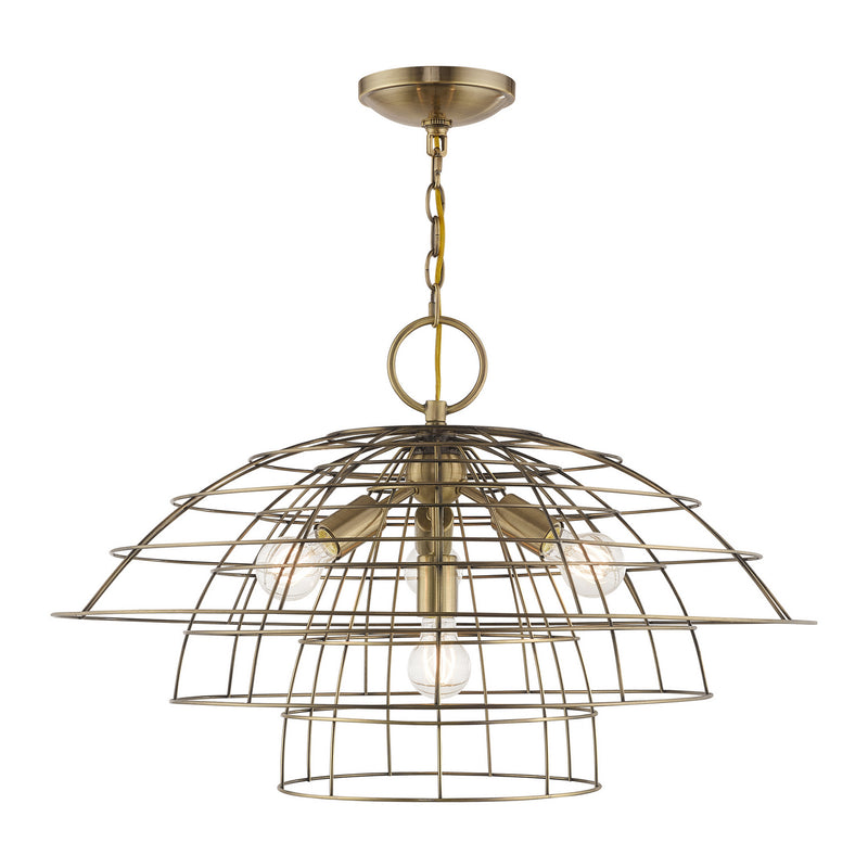 Livex Lighting 50948-01 Four Light Chandelier, Antique Brass