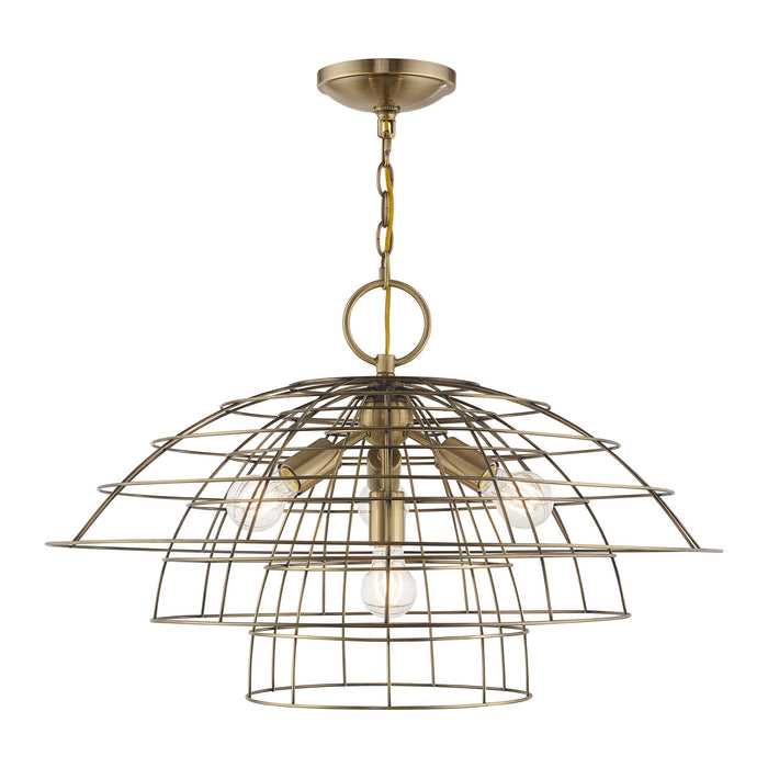 Livex Lighting 50948-01 Four Light Chandelier, Antique Brass