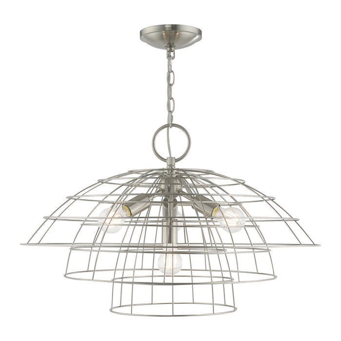 Livex Lighting 50948-91 Four Light Chandelier, Brushed Nickel