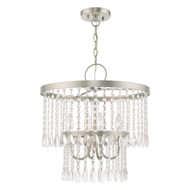 Livex Lighting 51064-91 Four Light Pendant, Brushed Nickel