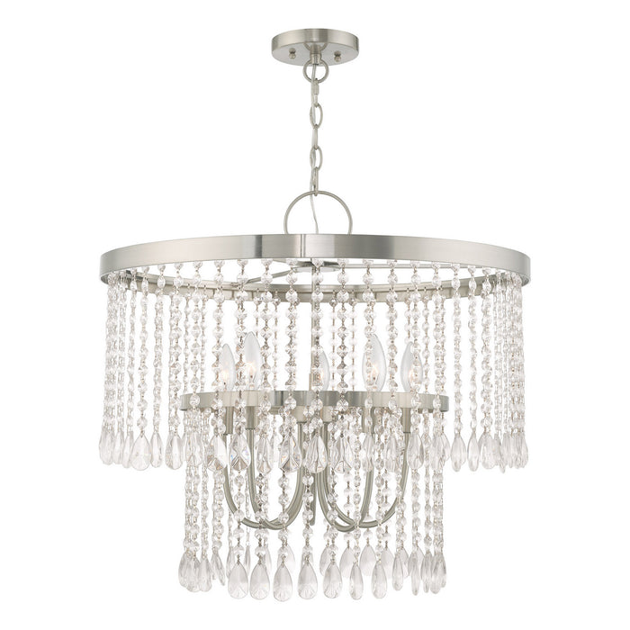 Livex Lighting 51065-91 Five Light Pendant, Brushed Nickel