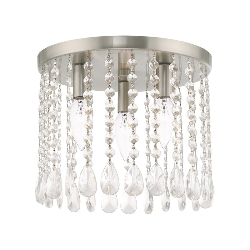 Livex Lighting 51067-91 Three Light Ceiling Mount, Brushed Nickel