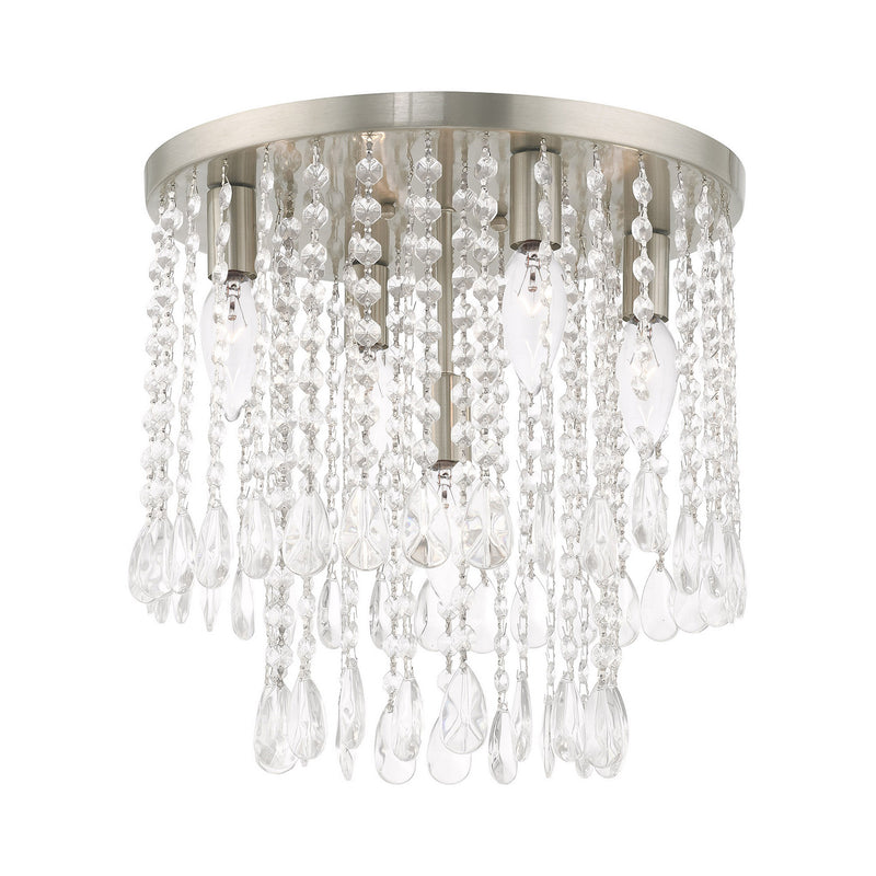 Livex Lighting 51068-91 Five Light Ceiling Mount, Brushed Nickel